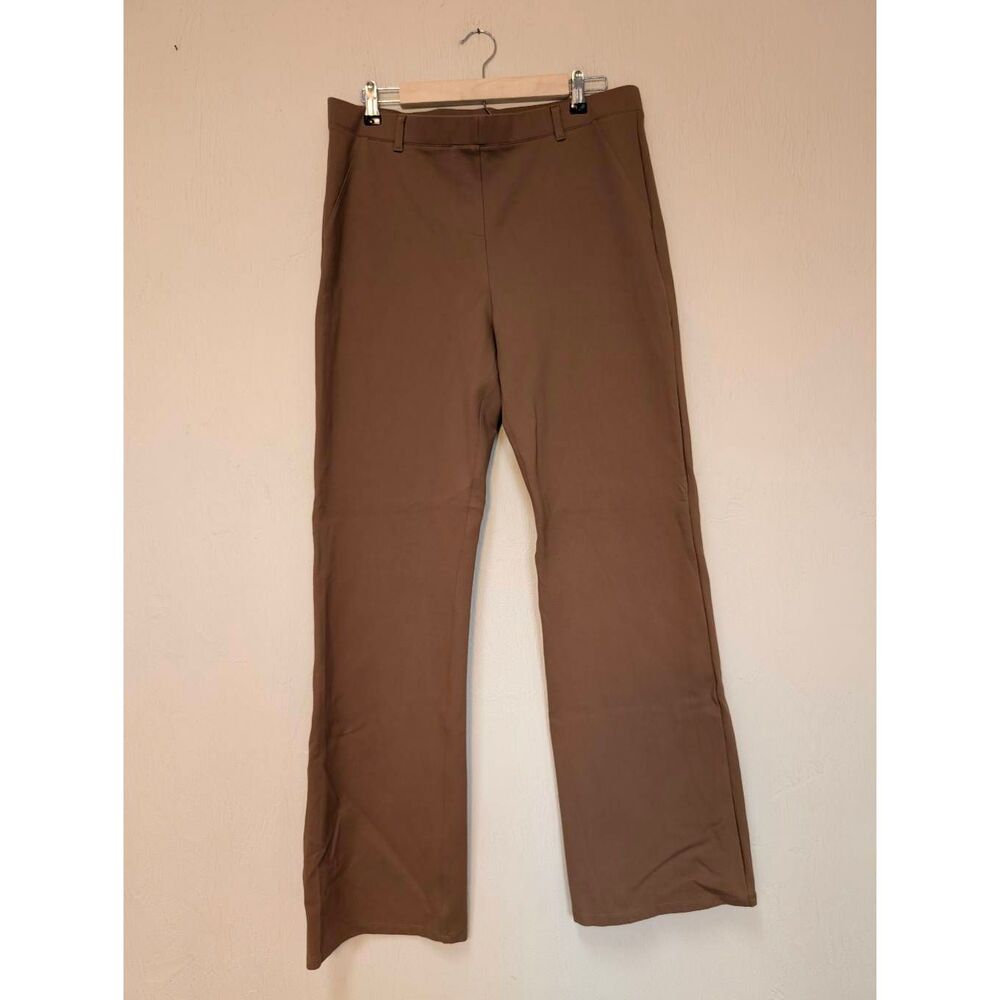 Quince Womens High Waisted Bootcut Ultra-Stretch Ponte Pull-on Pants Tan XL